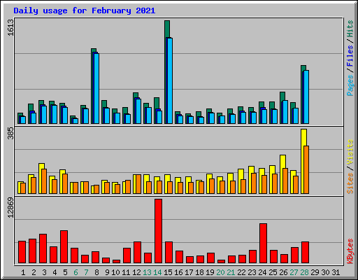Daily usage for February 2021