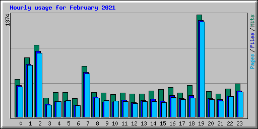 Hourly usage for February 2021